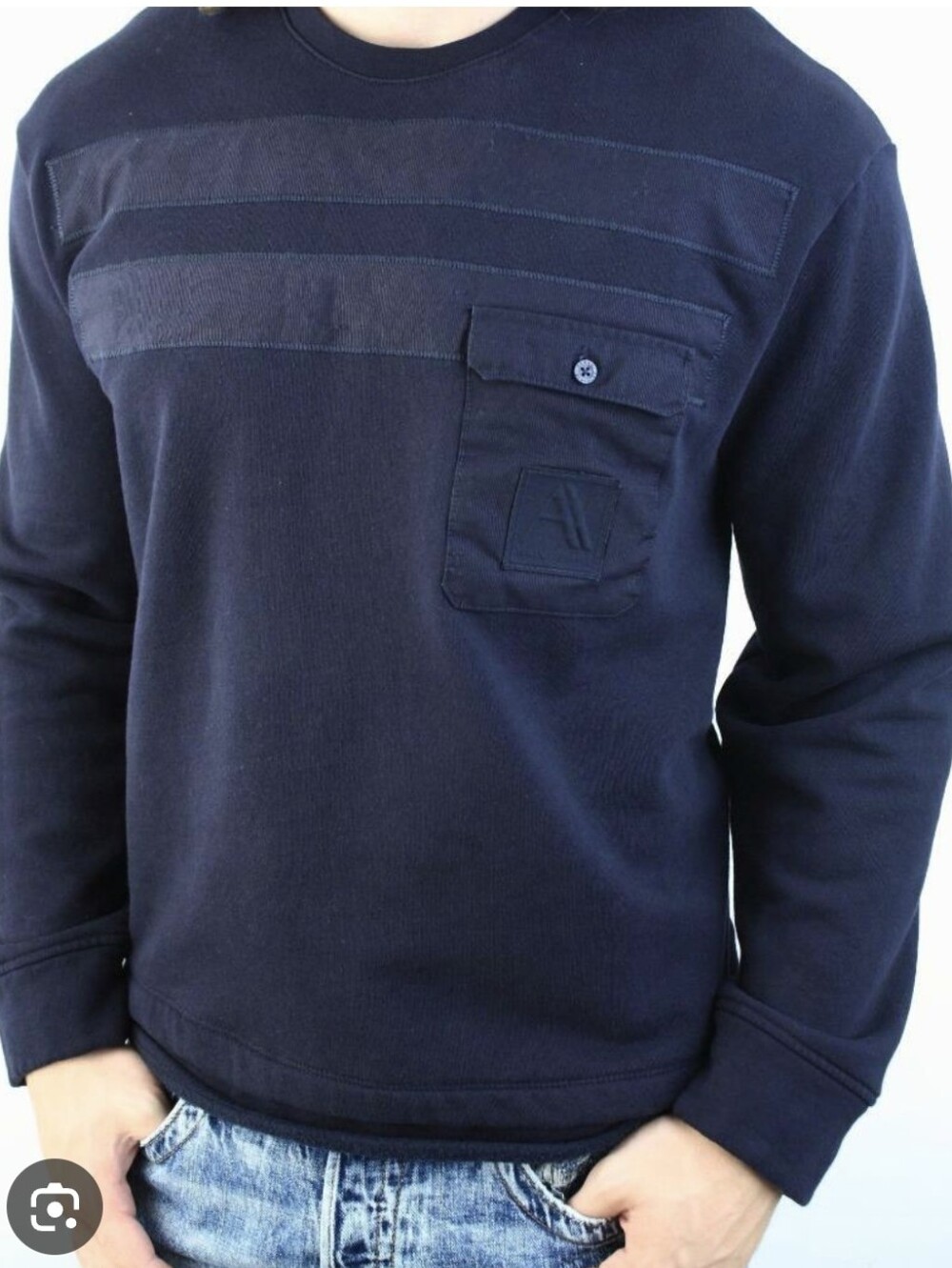 Armani Exchange Mens Black Fleece Crewneck Sweatshirt Size XL | Designer Comfort